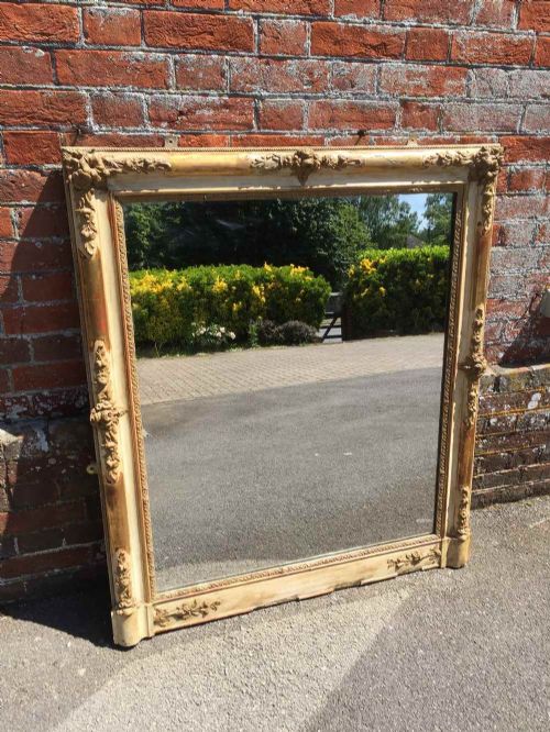 A Fabulous Highly Useful Early Antique 19th Century French Louis Philippe Carved Wood & Gesso Mirror.