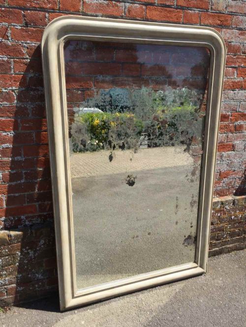 An Exceptional Large Antique 19th Century French Carved Wood and Gesso Arched Top Louis Philippe Mirror.
