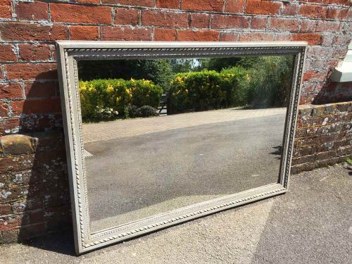 A Very Useful Antique 19th Century French Carved Wood & Gesso Rope Twist Framed Painted Mirror.