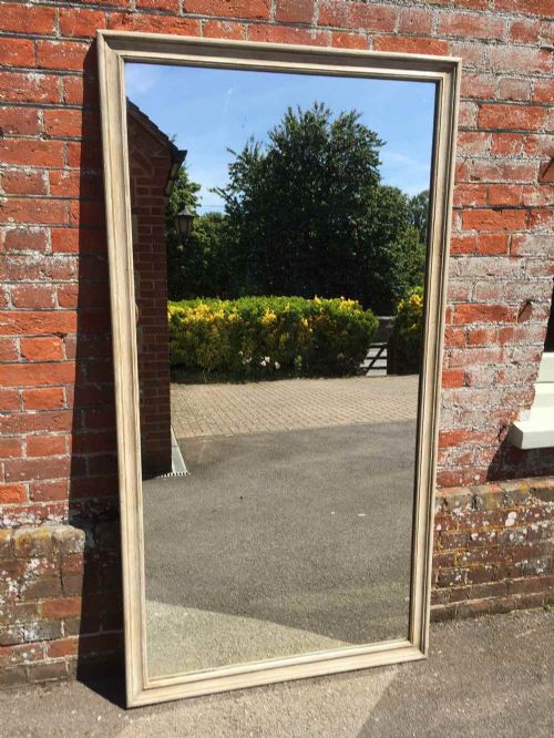 A Stunning Large Antique 19th Century French Carved Wood Painted Plain Mirror.
