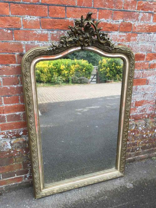 A Highly Decorative Useful Size Antique 19th Century French Original Silver and Gilt Mirror.