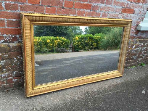 A Fabulous Antique 19th Century French Original Carved Wood & Gesso Gilt Ribbed Mirror.