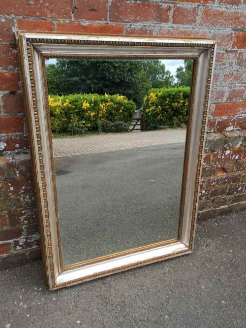 A Fabulous Useful Size Antique 19th Century French Original Carved Wood and Gesso Bistro Mirror.