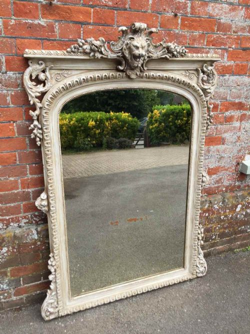 An Absolutely Stunning Large Antique 19th Century French Decorative Carved Wood & Gesso Painted Mirror.
