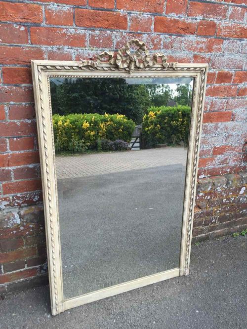 A Wonderful Useful Size Antique 19th Century French Rope Twist Framed Painted Mirror.
