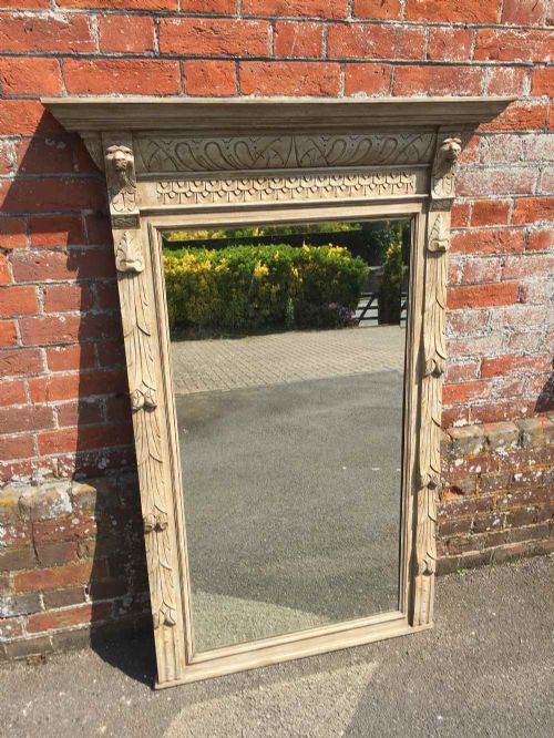 A Large Antique 19th Century French Carved Wood Painted Mirror.
