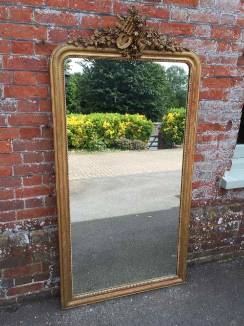 A Fabulous Large Antique 19th Century French Original Gilt Arched Top Mirror.