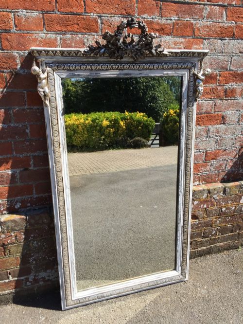 A Stunning Highly Decorative Antique 19th Century French Carved Wood and Gesso Original Painted Mirror.