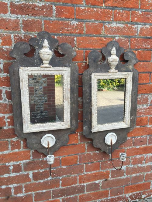 An Absolutely Stunning Pair of Antique 19th Century Swedish Original Painted Wall Sconces.