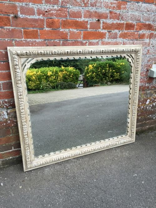 A Very Useful Size Antique 19th Century French Carved Wood Painted Mirror.