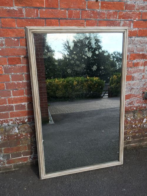 A Useful Antique 19th Century French Carved Wood Painted Ribbed Plain Mirror.