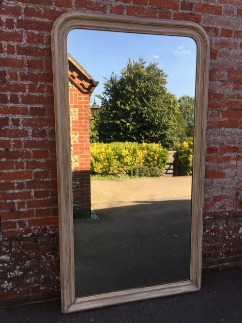 A Wonderful Large Antique 19th Century French Carved Wood & Gesso Arched Top Painted Plain Louis Philippe Mirror.