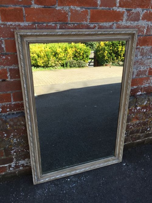 A Good Size Antique 19th Century French Carved Wood Painted Rope Twist Framed Mirror.