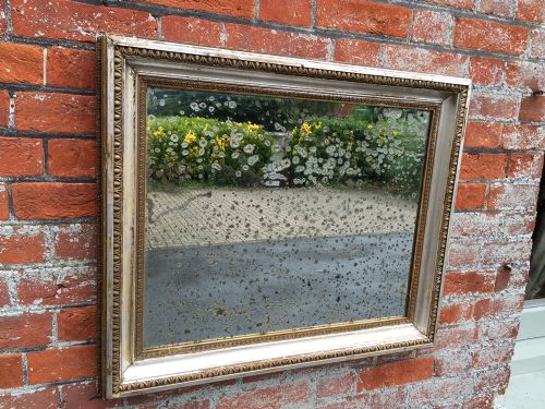A Very Decorative Useful Size Antique 19th Century French Carved Wood Original Silver/gilt Mirror.