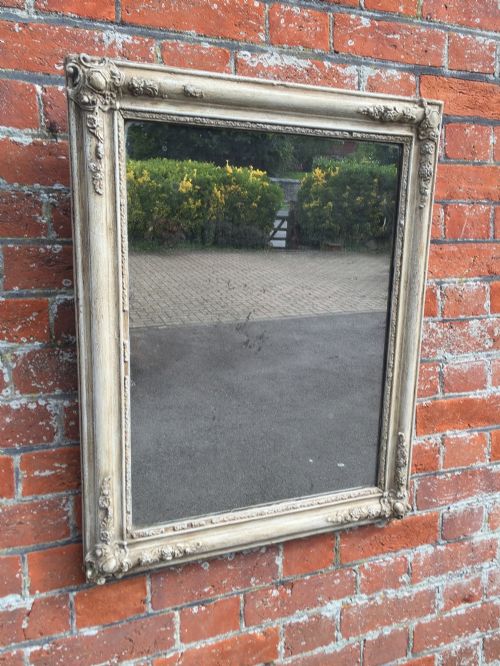 A Very Useful Early Antique 19th Century French Carved Wood and Gesso Painted Louis Philippe Mirror.