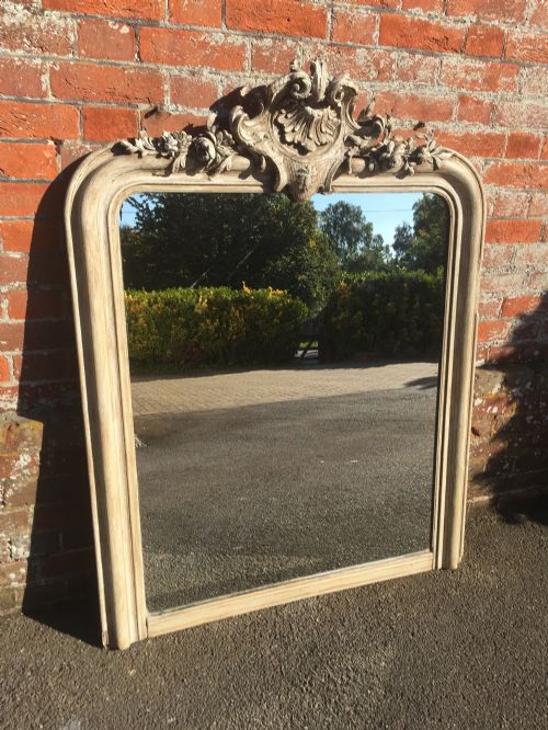 A Fabulous Antique 19th Century French Carved Wood and Gesso Unusual Size Painted Arched Top Mirror.
