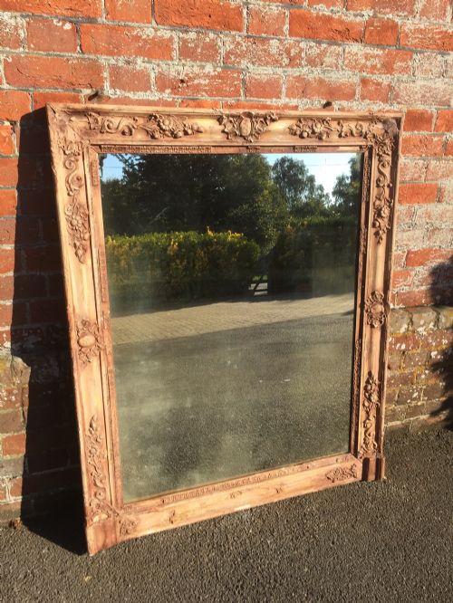 A Very Unusual Early Antique 19th Century French Carved Wood and Gesso Original Painted Louis Philippe Mirror.