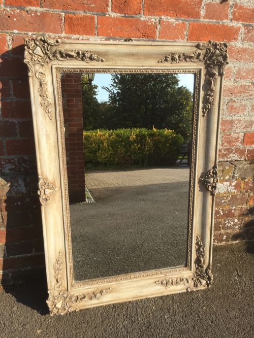 A Very Useful Size Antique 19th Century French Carve Wood & Gesso Painted Louis Philippe Mirror.