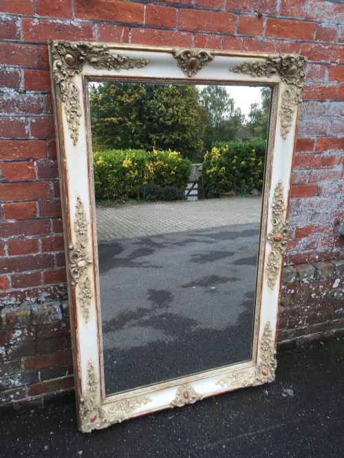 A Superb Large Early Antique 19th Century French Carved Wood and Gesso Original Gilt & Cream Louis Philippe Mirror