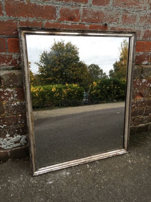 A Stunning Antique 19th Century French Carved Wood & Gesso Original Silvered Thin Plain Bistro Mirror.