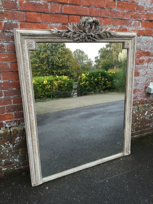 A Stunning Large Antique Highly Decorative 19th Century French Carved Wood & Gesso Painted Mirror.