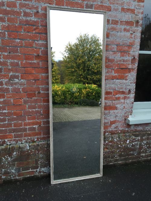 An Absolutely Stunning Large Antique 19th Century French Carved Wood and Gesso Distressed Painted Mirror.