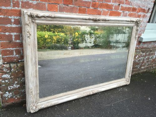 A Superb Large Early Antique 19th Century French Carved Wood & Gesso Distressed Painted Louis Philippe Mirror.