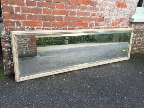 A Very Useful Antique 19th Century French Carved Wood Painted Plain Bistro Mirror.