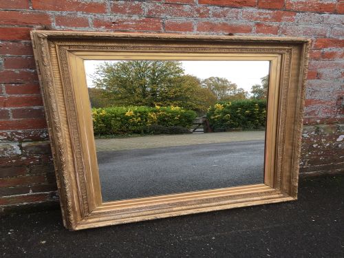 A Very Good Size Distressed Antique 19th Century English Gilt Framed Mirror.