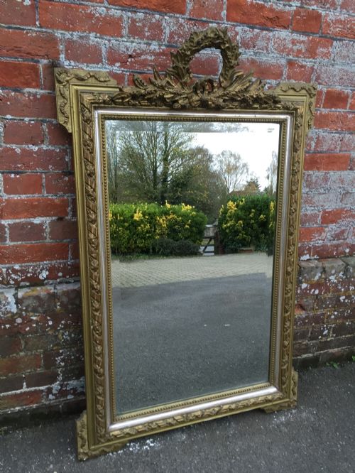 A Wonderful Antique 19th Century French Carved Wood and Gesso Original Gilt & Silvered Framed Mirror.
