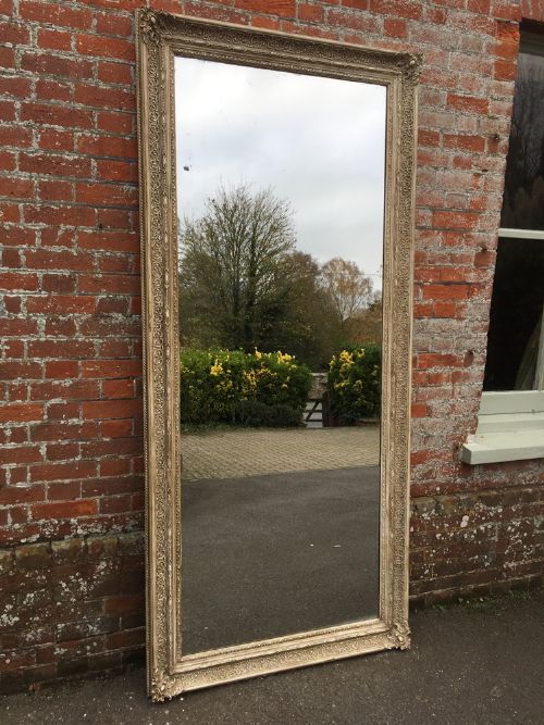 A Fabulous Highly Unusual Large Early Antique 19th Century French Carved Wood and Gesso Louis Philippe Mirror