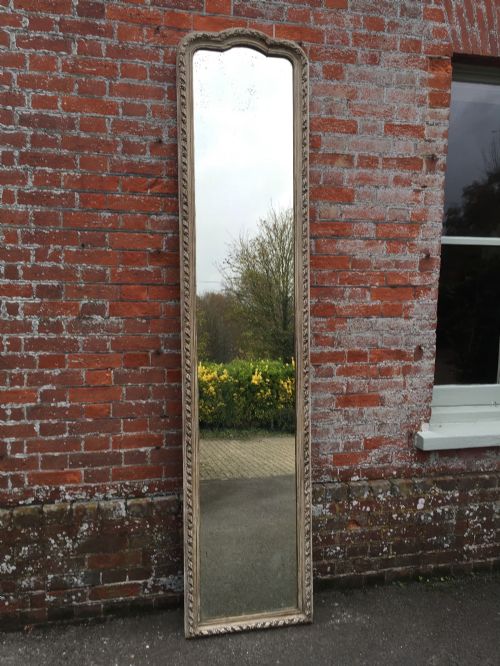 A Wonderful Large Antique 19th Century French Carved Wood & Gesso Rope Twist Framed Painted Pier Mirror.