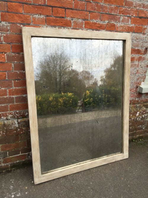 A Highly Decorative Antique 19th Century French Carved Wood Painted Plain Mirror.