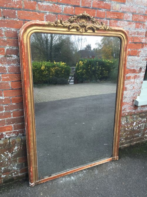 A Wonderful Large Antique 19th Century French Carved Wood & Gesso Original Gilt Louis Philippe Mirror.