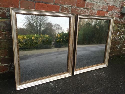 A Wonderful Pair of Antique 19th Century French Original Silver / Gilt Bistro Mirrors.