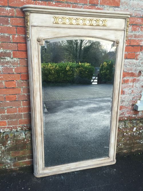 A Stunning Large Antique 19th Century French Carved Wood Painted Mirror.
