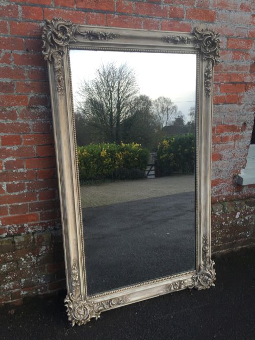 An Absolutely Stunning Large Antique 19th Century French Carved Wood & Gesso Painted Mirror.