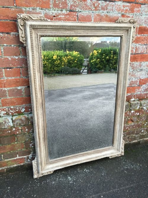 A Wonderful Antique 19th Century French Carved Wood and Gesso Painted Mirror.