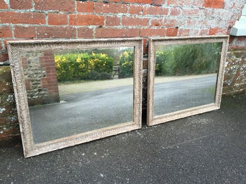 An Unusual Pair of Antique 19th Century French Carved Wood Painted Mirrors.