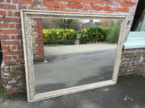 A Wonderful Large Antique 19th Century French Carved Wood & Gesso Painted Mirror.