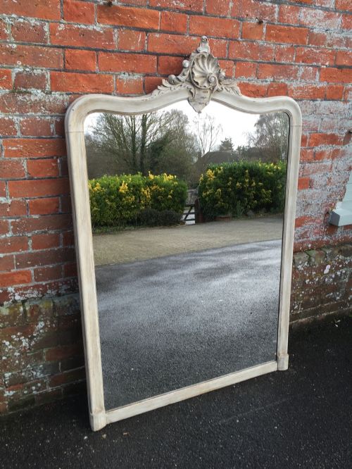 A Stunning Large Highly Decorative Antique 19th Century French Carved Wood Painted Mirror