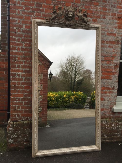 An Absolutely Stunning Extra Large Antique 19th Century French Carved Wood and Gesso Painted Mirror.