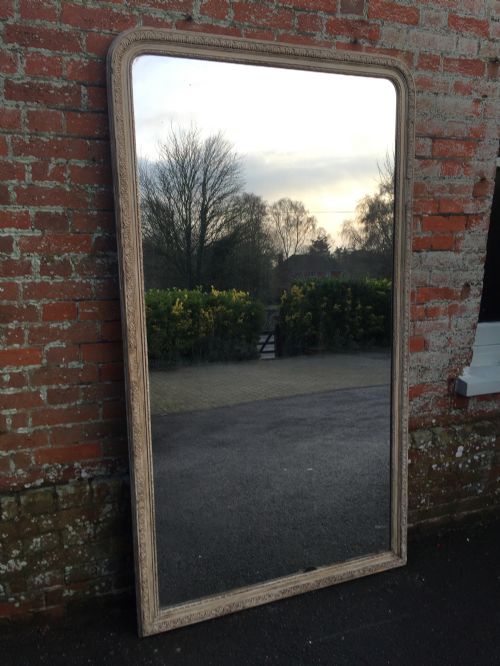 A Fabulous Large Antique19th Century French Carved Wood & Gesso Arched Top Plain Louis Philippe Mirror.
