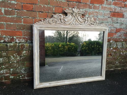 A Very Useful Size Antique 19th Century French Carved Wood Painted Mirror.