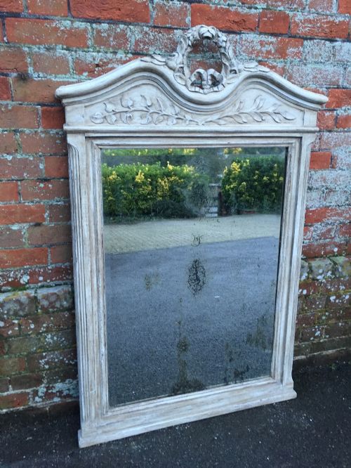 A Stunning Highly Decorative Antique 19th Century French Carved Wood Painted Distressed Mirror.