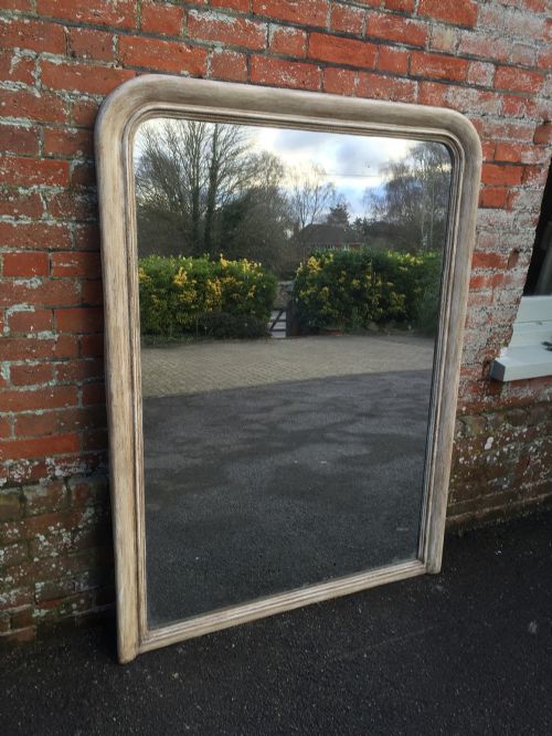 A Very Unusual Large Size Antique 19th Century French Carved Wood & Gesso Arched Top Mirror.