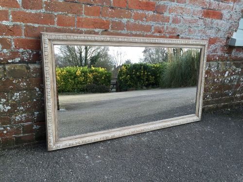 A Very Useful Size Antique 19th Century Carved Wood Painted Mirror.