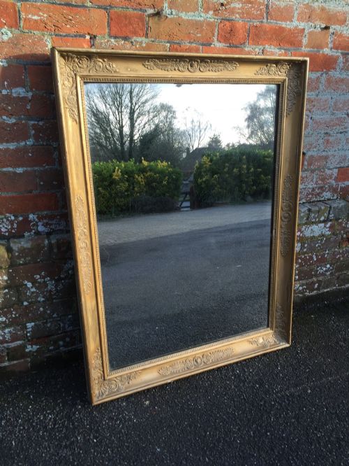A Good Size Early Antique 19th Century French Carved Wood & Gesso Original Gilt Louis Philippe Mirror.

