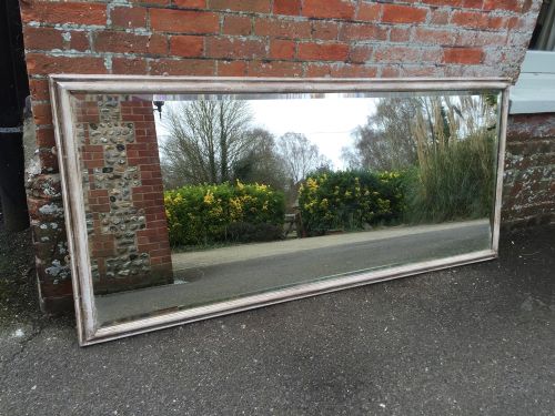 A Very Useful Size Antique 19th Century French Carved Wood Painted Plain Mirror.