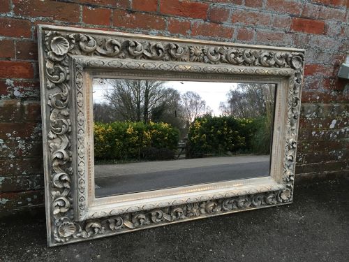 A Wonderful Early Antique 19th Century French Original Carved Wood Painted Mirror.